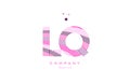 lq l q alphabet letter logo pink purple line icon template vector