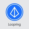 LRC - Loopring. The Logo of Virtual Momey or Market Emblem.