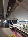 LRT at the new Subang USJ7 station, Malaysia. Royalty Free Stock Photo