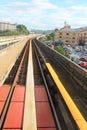 LRT Tracks with sky in city