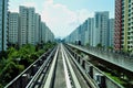 LRT train railings with apartments