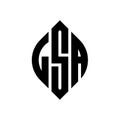 LSA circle letter logo design with circle and ellipse shape. LSA ellipse letters with typographic style. The three initials form a Royalty Free Stock Photo