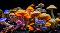 Lsd microdosing lysergic acid diethylamide concept , psychedelics therapy with colorful mushrooms, generative AI