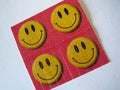 Lsd stick papers smile face retro psychedelic macro vintage background prints Royalty Free Stock Photo