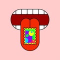 LSD on Tongue. acid mark Drugs vector illustration