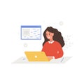 Lsi keyword generation. Latent Semantic Indexing. Key phrases generator. Vector illustration in cartoon style. Female
