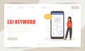 Lsi keyword. Landing page template. Latent Semantic Indexing. Search engine marketing. Vector illustration in flat