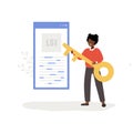 Lsi keyword. Latent Semantic Indexing. SEO concept. Vector illustration in flat cartoon style. African female character