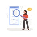 Lsi keyword. Latent Semantic Indexing. SEO concept. Vector illustration in flat cartoon style. Arabian female character