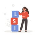 Lsi keyword service. Latent Semantic Indexing. Search engine marketing. Vector illustration in flat cartoon style