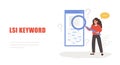 Lsi keyword service. Latent Semantic Indexing. Search engine marketing. Vector illustration in flat cartoon style
