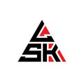LSK triangle letter logo design with triangle shape. LSK triangle logo design monogram. LSK triangle vector logo template with red Royalty Free Stock Photo