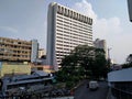 The atmosphere of the hotel building in a densely populated area