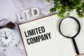LTD - Limited Company acronym on notepad, Business concept background Royalty Free Stock Photo