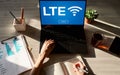 LTE, 4G, 5G Fast wireless internet connection, Telecommunication and technology concept. Royalty Free Stock Photo