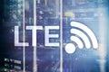 LTE, 5g wireless internet technology concept. Server room concept. Royalty Free Stock Photo
