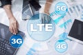 LTE networks. 5G mobile internet and technology concept.