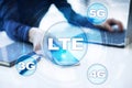 LTE networks. 5G mobile internet and technology concept.