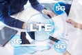 LTE networks. 5G mobile internet and technology concept.