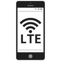 Lte sign signal symbol with smartphone vector icon technology 4G LTE mobile communications