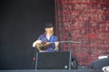 Trencin, Slovakia - July 9, 2011: Lu Edmonds playing bouzouki live with Public Image limited PIL, ex Sex Pistols at Pohoda Festi