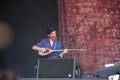 Trencin, Slovakia - July 9, 2011: Lu Edmonds playing bouzouki live with Public Image limited PIL, ex Sex Pistols at Pohoda Festi