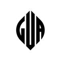 LUA circle letter logo design with circle and ellipse shape. LUA ellipse letters with typographic style. The three initials form a Royalty Free Stock Photo