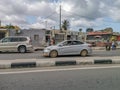 View at the Luanda capital downtown city, Samba road, Maianga, Prenda district, african metropolis lifestyle, with people, traffic Royalty Free Stock Photo