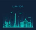 Luanda skyline Angola vector city linear style