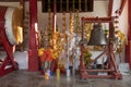 Bell and a huge bass drum in Wat May temple, Luang Prabang, Laos