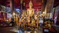 Luang Prabang, Laos - December 3, 2015: Buddha statue at Wat Mai Suwannaphumaham, Luang Prabang, Laos.