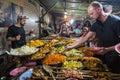 LUANG PRABANG, LAOS - 28 JUNE 2018 - People enjoy selecting food