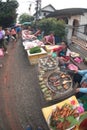 Vendors sale fresh meat grill , vegetables at the morning market.