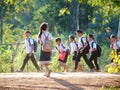 LUANG PRABANG provinces of LAOS on November23, 2018: school boys and girls back home