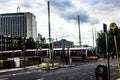 Luas light rail crossing River Liffey Dublin city centre Royalty Free Stock Photo