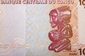 Luba carving from Congolese franc Royalty Free Stock Photo