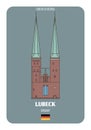 Lubeck Cathedral in Lubeck, Germany. Architectural symbols of European cities