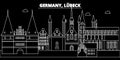 Lubeck silhouette skyline. Germany - Lubeck vector city, german linear architecture, buildings. Lubeck line travel