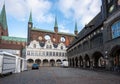 Lubeck Town Hall Market with Renaissance Arbor, Gothic Shield Wall and Long House - Lubeck, Germany