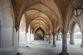 Lubeck Town Hall Neo-Gothic arcade under the Long House - Lubeck, Germany