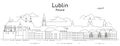 Lublin cityscape line art vector illustration