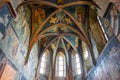 Lublin, Poland - Medieval frescoes and architecture inside the Holy Trinity Chapel within Lublin Castle royal fortress in historic Royalty Free Stock Photo