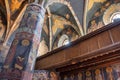 Lublin, Poland - Medieval frescoes and architecture inside the Holy Trinity Chapel within Lublin Castle royal fortress in historic