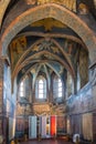 Lublin, Poland - Medieval frescoes and architecture inside the Holy Trinity Chapel within Lublin Castle royal fortress in historic Royalty Free Stock Photo