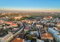 Lublin - the old town from the bird`s eye view, with the visible Castle and the Kowalska Street.