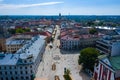 Lublin. Poland. Aerial view of old town. Touristic city center of Lublin bird`s eye view. Popular tourist destinations from above