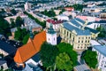 Lublin. Poland. Aerial view of old town. Touristic city center of Lublin bird`s eye view. Popular tourist destinations from above