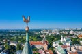 Lublin. Poland. Aerial view of old town. Touristic city center of Lublin bird`s eye view. Popular tourist destinations from above