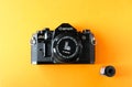 Classic Canon A1 film camera - official camera of 1980 olympic winter games in Lake Pacid Royalty Free Stock Photo