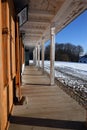 Lublin, Poland. 08 February 2023. old shops and historic well in market square in provincial town in Poland as seen in